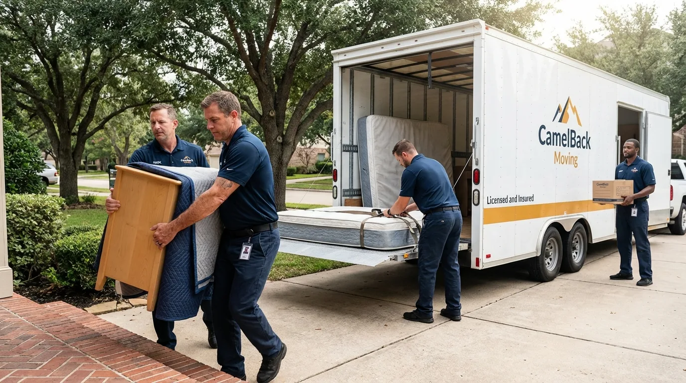 Crew loading residential truck for cross-state move from Clayton, NJ