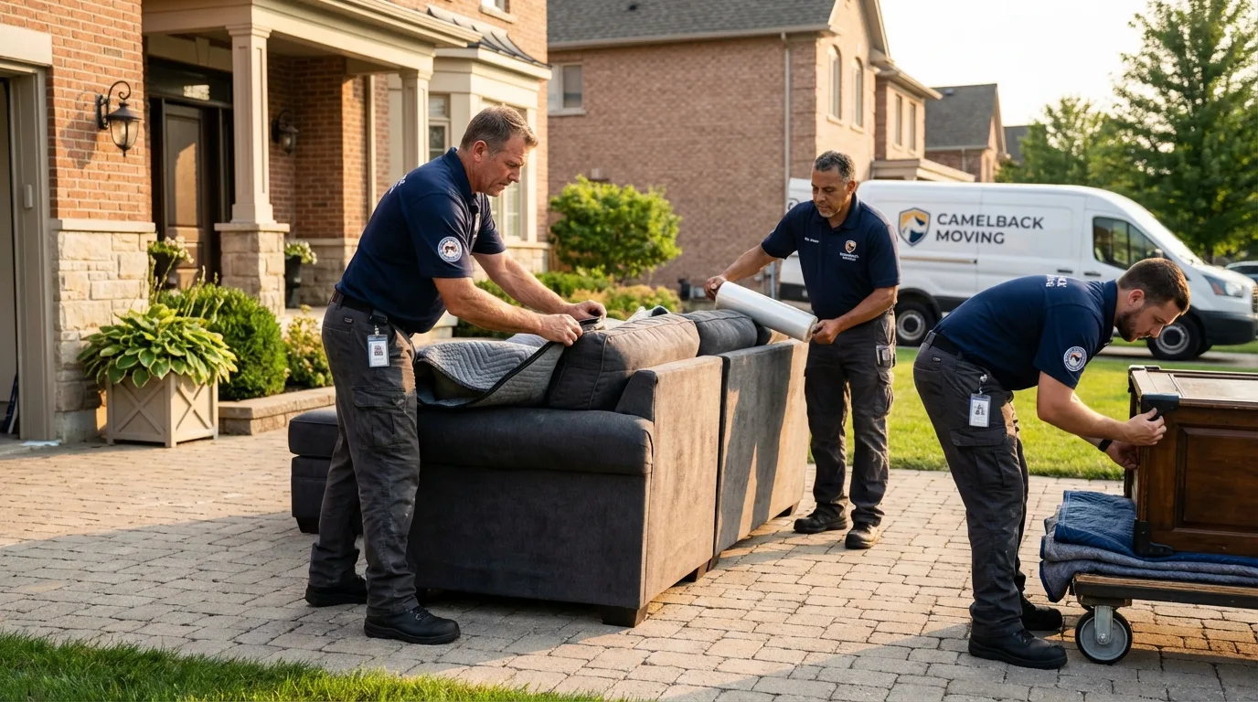 Large estate moving crew wrapping furniture in Clayton, NJ